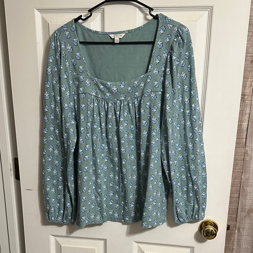 Lucky Brand Blue Floral Blouse L 
ONLY L Left